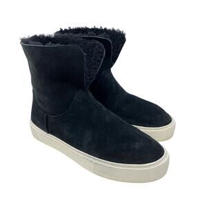 Ugg Black Suede Lynus Sneaker Boots Pull On Women's Size 8.5 Cuffed EUC